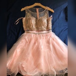 Cocktail blush and gold party dress